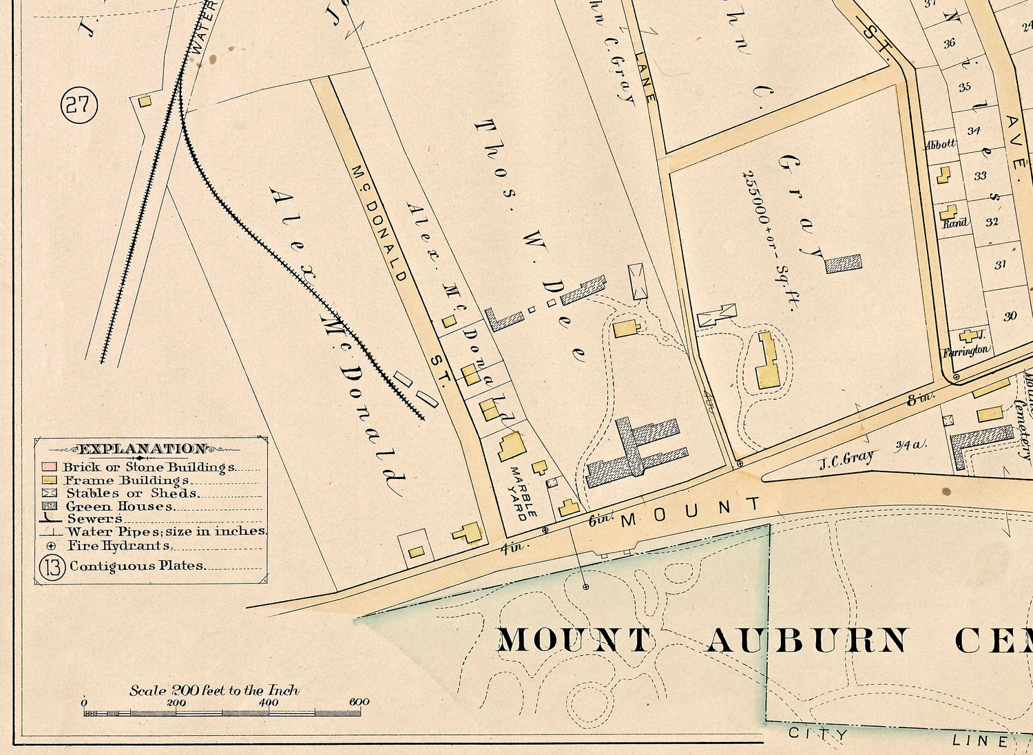 1886 Cambridge atlas showing McDonald Street.