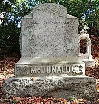 Burial site of Alexander McDonald at Mount Auburn Cemetery.